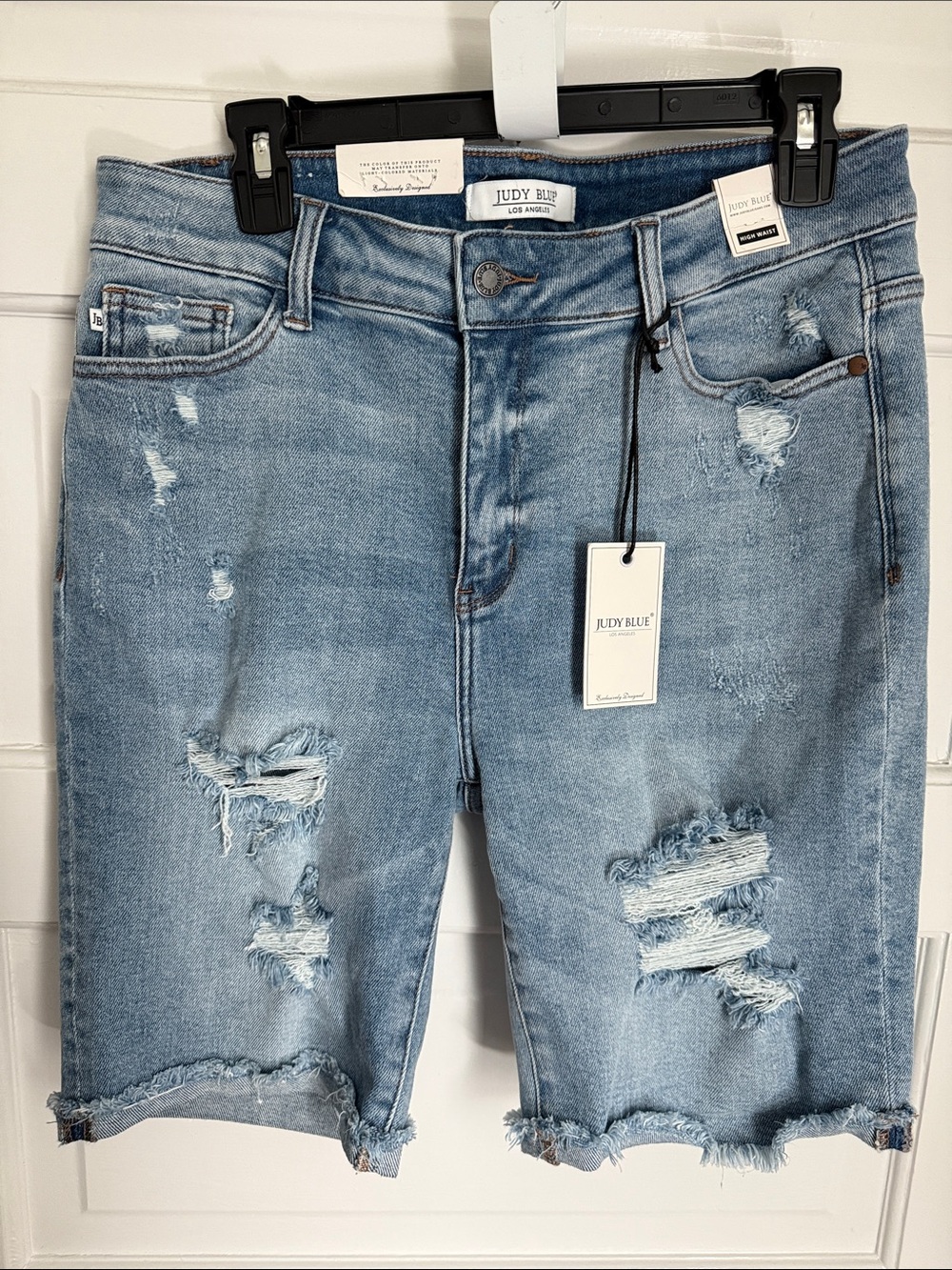 Judy Blue Light Blue Distressed Bermuda Denim Shorts Size XL